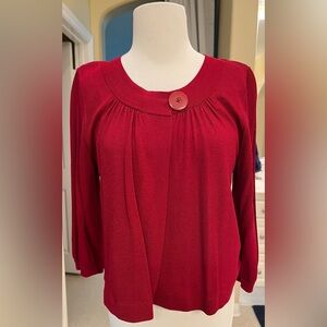 Ann Taylor Red Women's Sweater w/Silk Lining, Button Detail & 3/4 Sleeves